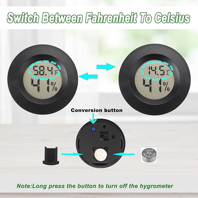 Mini Hygrometer Digital Thermometer Humidity Meter Hygrometer Thermometers Indoor/Outdoor Humidity Monitor Reptile Thermometer for Humidors Greenhouse Garden Cellar Fahrenheit(℉)/ Celsius(℃) 4 Pack