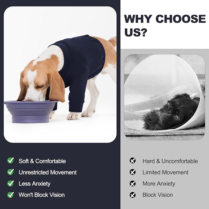 IDOMIK Dog Recovery Suit, Dog Surgery Recovery Suit Front Legs, Comfy Joint Leg Sleeves After Surgery, Elbow Braces Protector for Leg Injuries & Joint Pain, Cone Collar Alternatives,Navy,XL