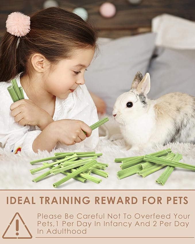 Bissap 50PCS Rabbit Chew Sticks, Natural Papaya Stems Bunny Chews Treats for Rabbits Hamsters Chinchillas Guinea Pigs Small Animals Organic Molar Chewing Snack