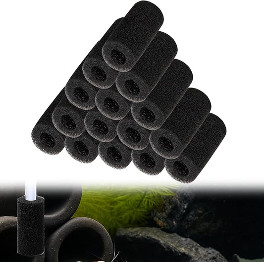 Sponge Filters for Aquarium, Fish Tank Filter Sponges, Sponge Filter Foam Rolls for Shrimp Fry, 0.6” Intake Pre-Filter Foam, 15PCS Replacement for Fish Tank Accessories