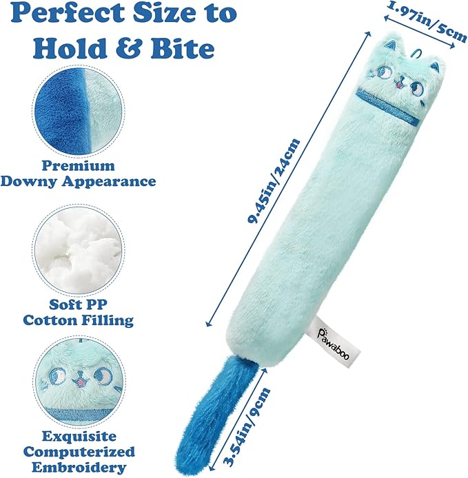 Pawaboo Cat Toys, 2 Pack Catnip Toys with Bell and Crinkle Paper, Soft and Durable Kitten Toys, Interactive Cat Toys for Indoor Cats, Cat Plush Kicker Toys for Kittens Kitty, Cute Cat Stuff