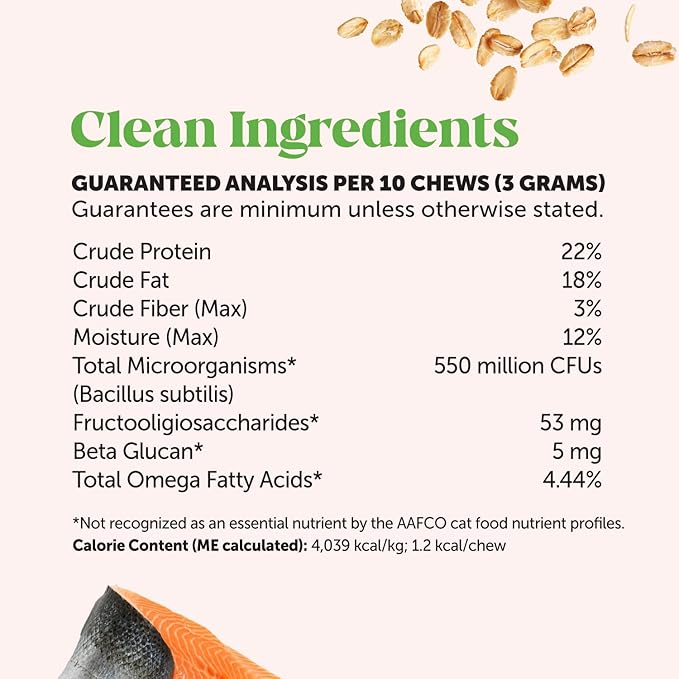 Cat Probiotics Gut + Immune Health Crunchy & Creamy Chews - Digestive Health, Supports Gut Health, Immunity, Healthy Digestion + Cat Constipation Relief - Chicken 30-Day Supply