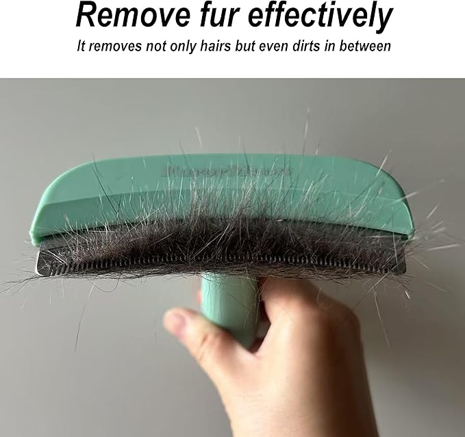 Pet Deshedding Tool with Curve Blade, Cat Grooming Brush, Tight V-shaped Teeth Shedding Comb for Cats and Dogs (Green, Large)