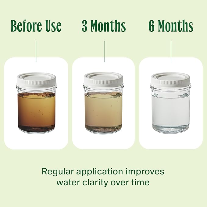 Pond Water Treatment Liquid - 2X Strength Probiotic Blend for Reducing Muck and Odors in Koi Ponds and Natural Ponds - Safe for Fish, Pets, & Swimming - 1 gal.