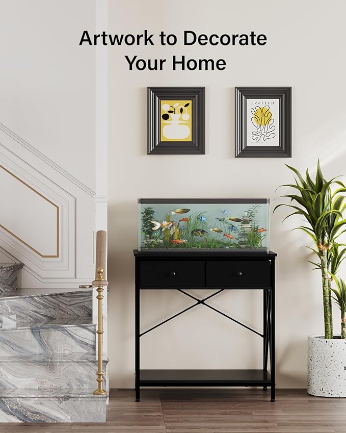 Fish Tank Stand 29 Gallon: Sturdy Aquarium Stand with Accessories Storage - Metal Fish Tank Table for 20-29 Gallon Reptile Breeder Turtle Terrarium - 30.7"x16.5" Weight Capacity 330 lbs