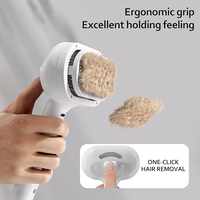 Cat/Dog deshedding brush with spray, Self-Cleaning Hair Comb for Long & Short Haired indoor Cats and Dogs (White)