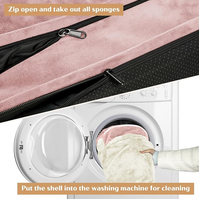 Comfort Expression Large Dog Beds Waterproof Orthopedic Foam Dog Sofa Beds Comfy Pet Bed with Washable Removable Cover & Non-Slip Bottom(Large,Pink)