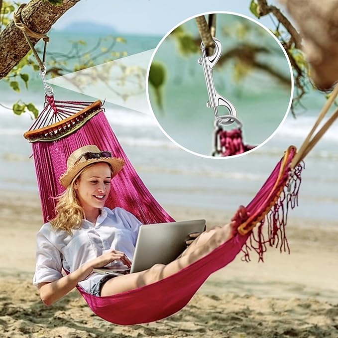 ERKOON 3.5 inch Double Ended snap Hooks,110lbs Metal Clips Load Capacity Zinc Alloy Double Sided Clips Heavy Duty Trigger Snap for Dogs Leashes/Water Bucket/Horse Feed/Hammocks Bolt snap