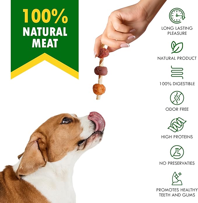 Dog Treats Rawhide Sticks Wrapped with Chicken 11 oz - Pet Natural Chew Treats - Grain Free Meat & Human Grade Dried Snacks - Best for Small & Large Dogs