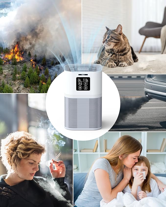 VEWIOR Air Purifiers for Home, Air Purifiers for Large Room up to 1200 Sq.ft, H13 True Air Filter with Fragrance Sponge 6 Timers Quiet Air Cleaner for Pet Dander Wildfire