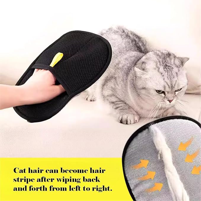 3 PCS Pet Hair Removal Glove for Cats & Dogs, Electrostatic Grooming Gloves for Pet Hair, Reusable Double Sided Static Hair Remover for Couch, Furniture, Carpet & Car Seat
