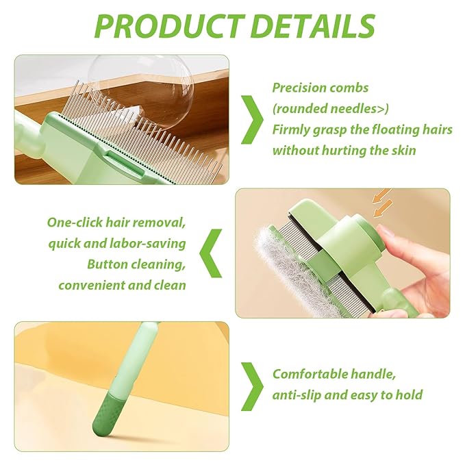 Pet Dematting Comb for Cats & Dogs, Stainless Steel Grooming Tool with Rounded Teeth for Matted Fur, Tangles & Loose Hair Removal, Ergonomic Handle for Easy Brushing