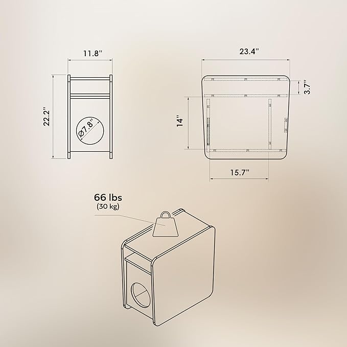 WERMO 12'' Narrow End Table for Living Room - Small Side Table with Shelf, Magazine Holder and Storage Doubling as Cat Hideaway for Couch, Chair and Bedside. Wood Night Stand for Bedroom (Walnut)