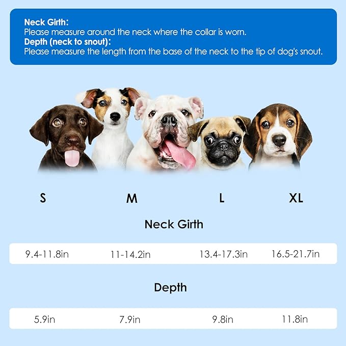 SAWMONG Dog Cone, Soft Dog Cones for Large Dogs After Surgery, Breathable Pet Cone Collar to Stop Licking, Comfy Elizabeth E-Collar for Dogs Cones Alternative (XL,Blue)