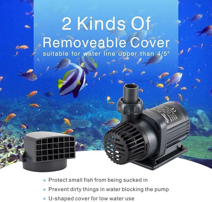 Hygger 24V DC Water Pump with LCD Display Controller - 1720 GPH Inline/Submersible Saltwater Aquarium Return Pump for Coral Reef Tank Sump