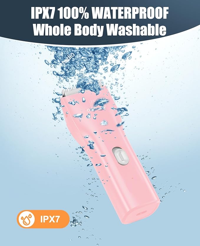 oneisall Pet Clipper for Cat Matted Hair, Pet Shaver for Cats Quiet Pet Clippers Waterproof Cordless Cat Clippers for Matted Hair Long Hair with Storage Bag (Pink)