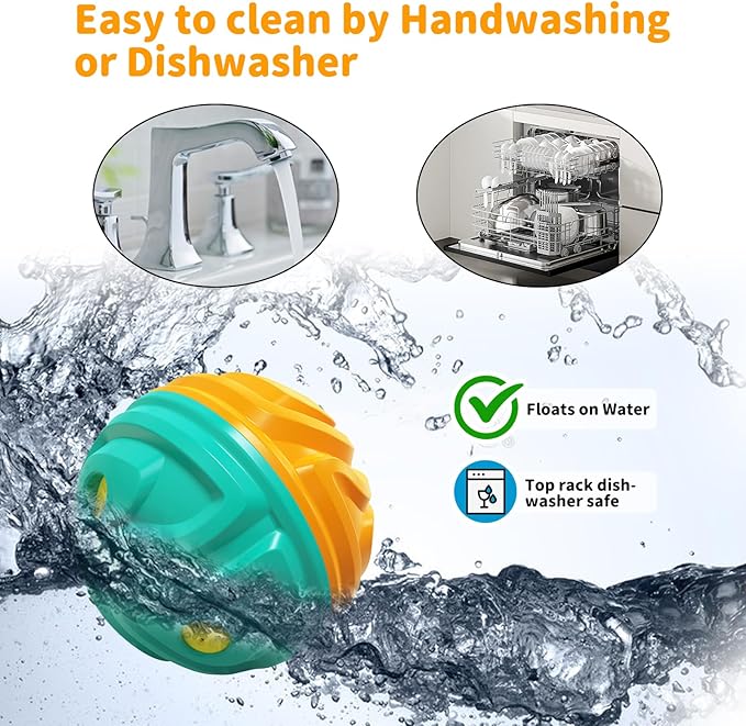 Dog Ball for Aggressive Chewers - Interactive Dog Toy Balls Fun Squeaky Sound to Keep Them Busy, Durable for Small Medium Large Breeds, Rubber Pet Chew Toys, As Seen on TV, Orange & Blue