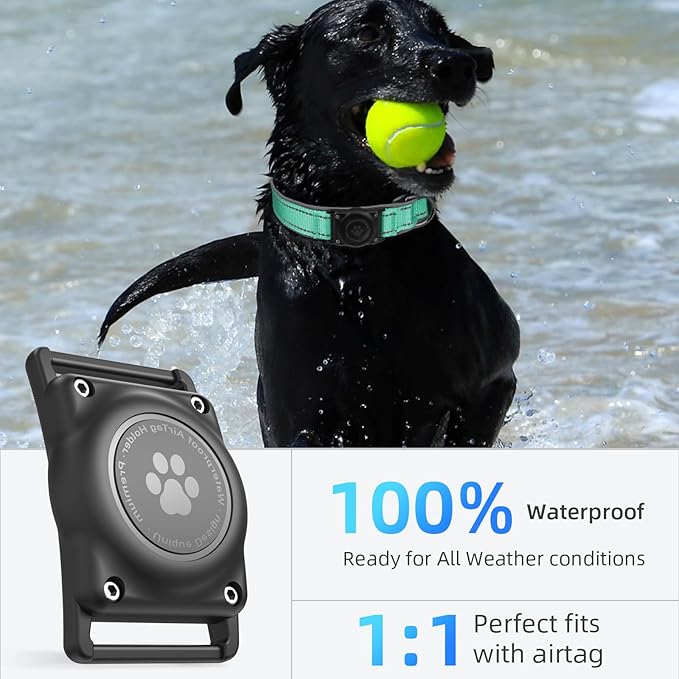 Airtag Dog Collar - 100% Waterproof Air tag Dog Collar Holder for Apple AirTag, Reflective, Soft Padded, Everlasting, GPS Dog Collar for Small Medium Large Dogs (Teal, XL)