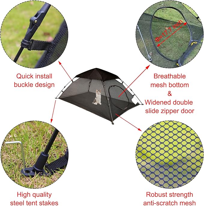 AICHIFAN Mini Cat Tent for Outside Playpen Pop Up Indoor Pet Cat Enclosures Portable Sunshade and Anti-UV Cat Playhouse for SUV Pickup Truck (Play Tents for Cats and Small Animals) - Outside Habitat