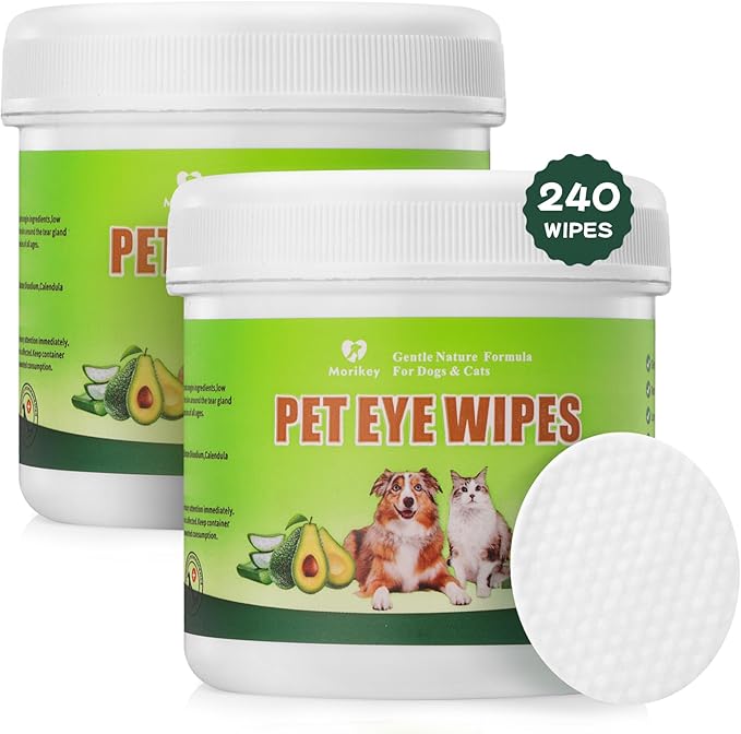 Pet Eye Wipes,Nature Eye Cleaning Wipes for Dogs&Cats Gentle Eye Cleaner Pads for Tear Stain Remover Eye Debris,Discharge,Mucus Secretions,Non-Irritation,Plant Based-240Ct