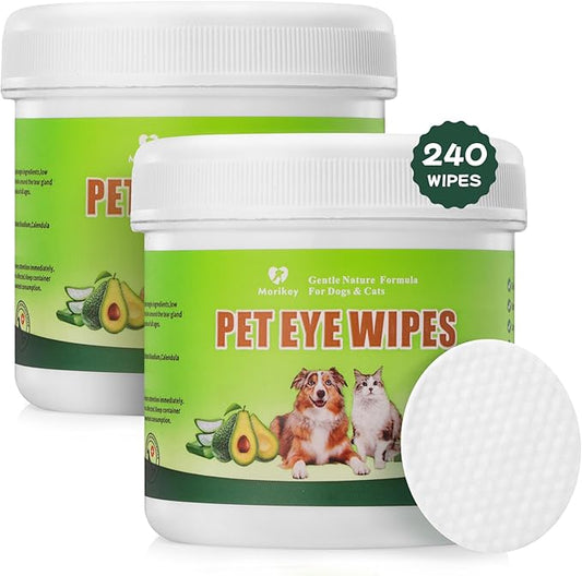 Pet Eye Wipes,Nature Eye Cleaning Wipes for Dogs&Cats Gentle Eye Cleaner Pads for Tear Stain Remover Eye Debris,Discharge,Mucus Secretions,Non-Irritation,Plant Based-240Ct