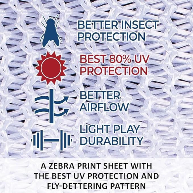 Schneiders Soft Interlock Mesh II Zebra Horse Fly Sheets | Striking Zebra Pattern for Fly Deterrence & Superior UV Protection