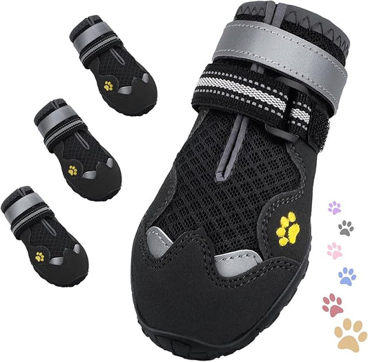 Dog Shoes for Large Medium Small Dog, Mesh Breathable Dog Shoes for Hot Pavement, Anti-Slip Dogs Boots Paw Protectors with Reflective for Outdoor Walking Indoor Hardfloors (Size 2)