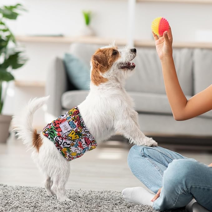 CuteBone Dog Diapers Male Washable Belly Band for Male Dogs Wraps Black 3pcs a Pack DM55S