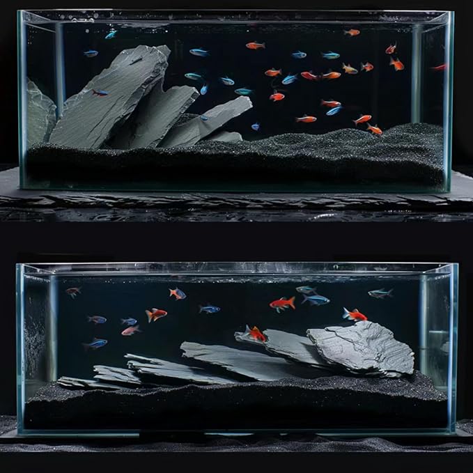 Unocho Aquarium Rocks 5lb Natural Slate Rocks for Aquarium Aquascaping,Terrariums,Paludariums,Reptile Enclosures,Wargaming, Model Railroads, Miniature or Fairy Gardens-2 to 4 inches