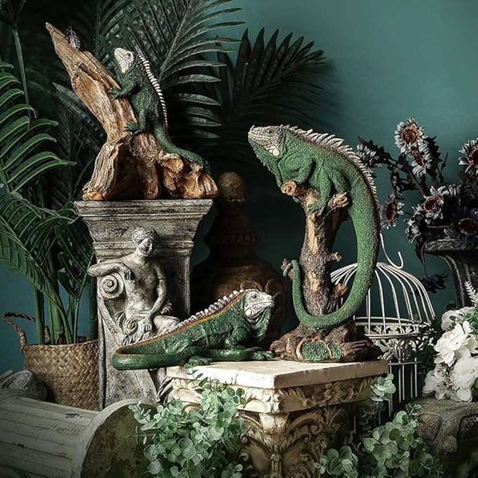 14 Inch Lizard Statue Resin Sculpture Decor Figurines for Home Decor Accents, Living Room Bedroom Office Decoration - Animal Sculptures Collection for Lizard Lovers