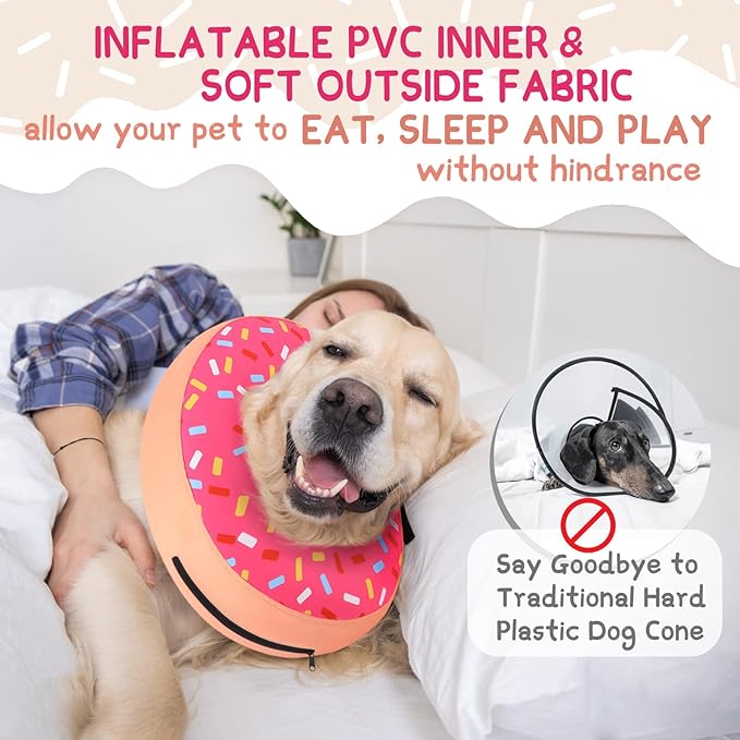 Supet Inflatable Dog Cone Collar Alternative After Surgery, Doggie Neck Donut Collar Recovery ECollar for Post Surgery, Soft Dog Cone for Small Medium Puppies Cats