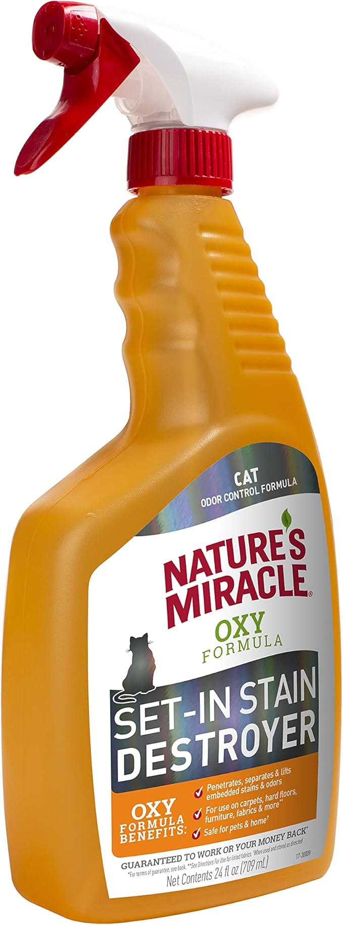 Nature's Miracle Set-In Stain Destroyer For Cat Messes, 24 Ounces, Oxy Formula With Orange Scent (Pack of 2)