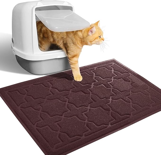 Yimobra Cat Litter Mat, 24"x20" Litter Mat with Litter Lock Mesh, Soft Cat Litter Mat Litter Trapping Mat, Easy to Clean, Non-Slip, Water Resistant, Litter Free Floors, Dark Coffee