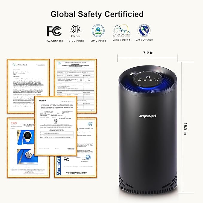 Pet Air Purifiers for Home Pets in Bedroom and Large room. Washable Pet Pre-Filter HEPA Air Purifier for Pet Hair Dander Odors, Filter 99.99% Smoke Dust Dander Pollen, Night Light Sleep Mode