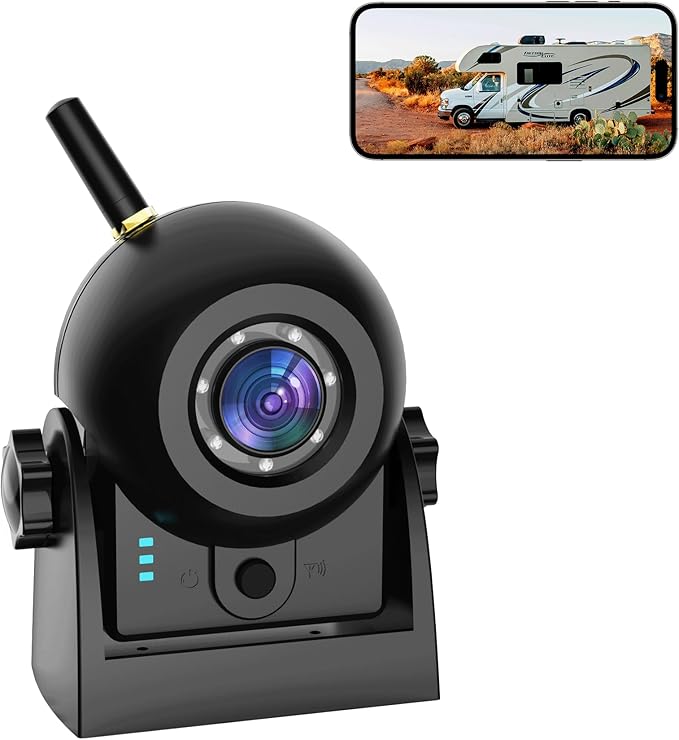Magnetic Wireless Backup Camera-WiFi Reversing Camera with Rechargeable Battery, IP68 Waterproof, 1-min Installation, for Hitching Gooseneck Horse Trailer/Boat/RV/Pickup/Truck/Minivan