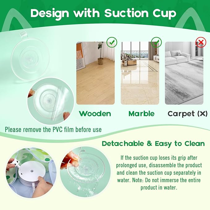 VIWIK Interactive Cat Toys for Indoor Cats, Hide and Seek Moving Feather Toy for Bored Adult Cats with Suction Cup & Cover, Automatic Kitten Wand Toy, Cat Enrichment Toys for All Breeds Green