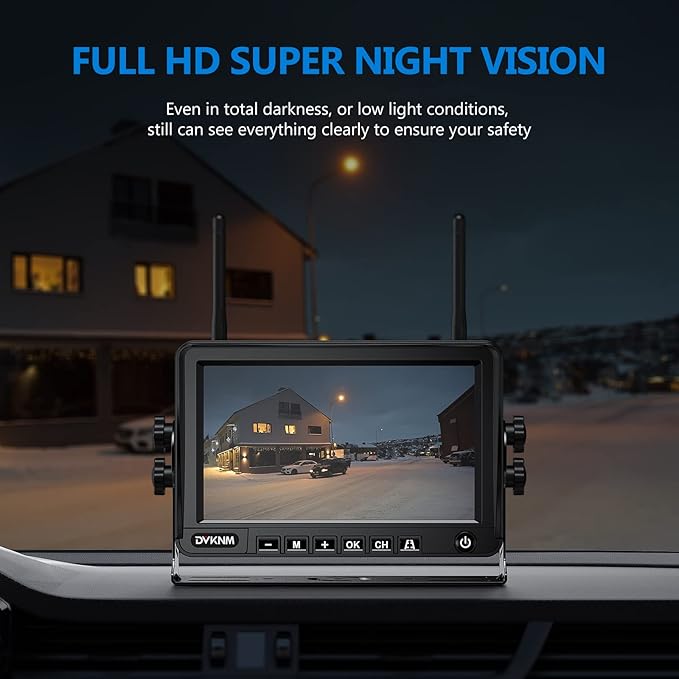 Magnetic Solar Wireless Backup Camera HD1080P 3 Mins DIY Installation DVR 7" IPS Monitor Rechargeable Reverse Camera System for Hitching Gooseneck Horse Trailer Fifth Wheels/Car RV Camper AP7