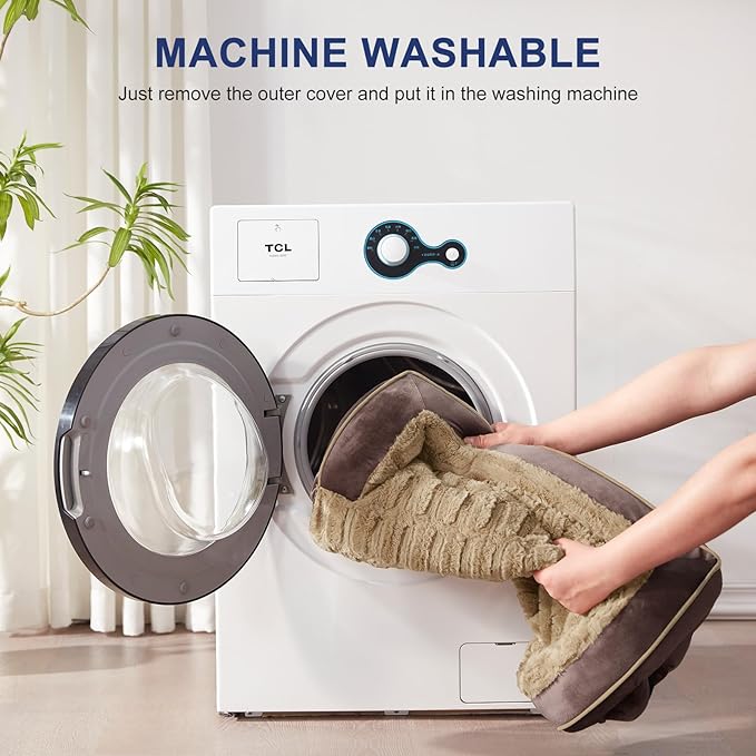 FURTIME Orthopedic Dog Bed for Extra Large Dogs - XL Washable Dog Sofa Beds Large, Supportive Foam Pet Couch Bed with Removable Washable Cover, Waterproof Lining and Nonskid Bottom, Khaki