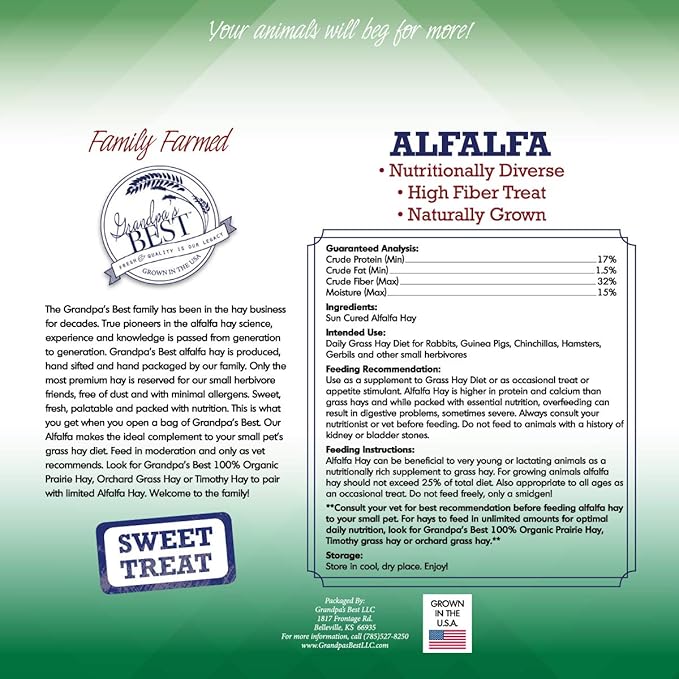 Grandpa's Best Alfalfa Hay, 5 lbs