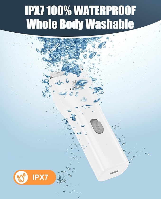 oneisall Pet Clipper for Cat Matted Hair, Pet Shaver for Cats Quiet Pet Clippers Waterproof Cordless Cat Clippers for Matted Hair Long Hair with Storage Bag (White)