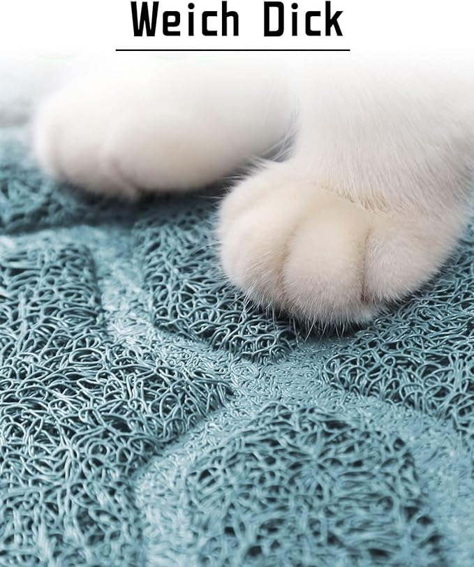 Yimobra Cat Litter Mat, 35.4"x23.6" Litter Box Mat with Litter Lock Mesh, Soft Cat Litter Mat Litter Trapping Mat, Easy to Clean, Non-Slip, Water Resistant, Litter Free Floors, Tea Blue