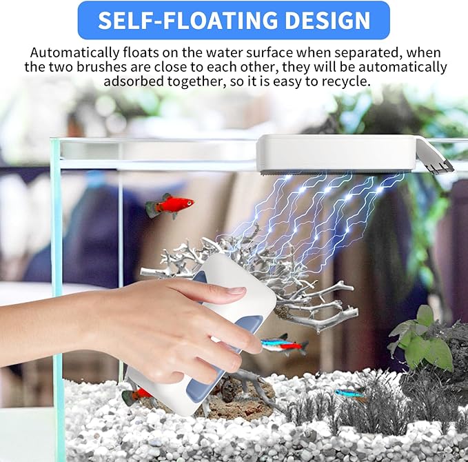 Magnetic Aquarium Fish Tank Glass Cleaner, Floating Aquarium Magnetic Brush, Algae Scraper Glass Cleaner Scrubber for 0.15-0.25 Inch Thick Glass Fish Tank (S)
