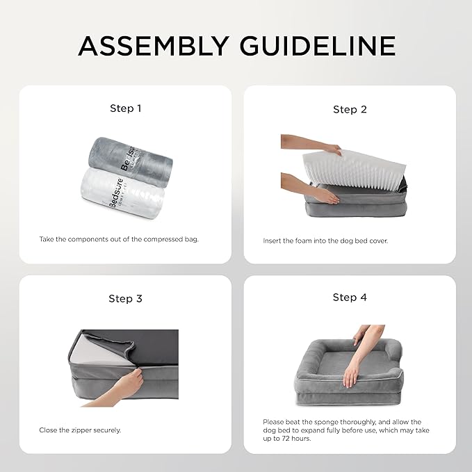 Bedsure XL Orthopedic Dog Bed for Extra Large Dogs - Washable XLarge Dog Cat Bed Waterproof, Comfort Dogs Couch Sofa with Washable Removable Cover, Pet Bed with Nonskid Bottom, Grey, 42"