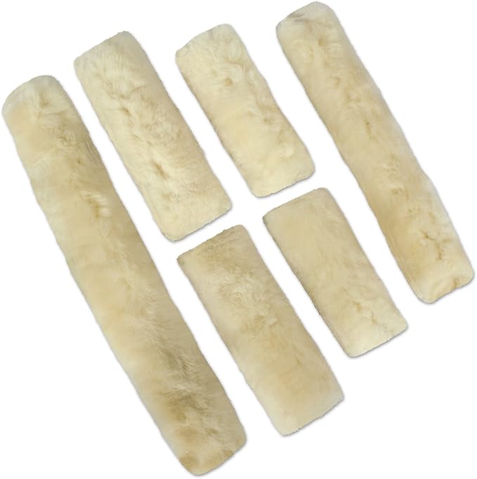 ECP Equine Comfort Products Merino Sheepskin Halter Fleece Set for Horses, 100% Natural Wool, Chafe Protection, Breathable Relief & Cushioned Comfort, Machine Washable, 6-Piece Set