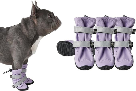 Spark Paws Dog Shoes, Waterproof Dog Boots for Medium to Large Dogs, Non Slip, Breathable Dog Booties and Paw Protectors - 4PCS Doggie Hiking Boots with Reflective Straps - Lilac - Size 2