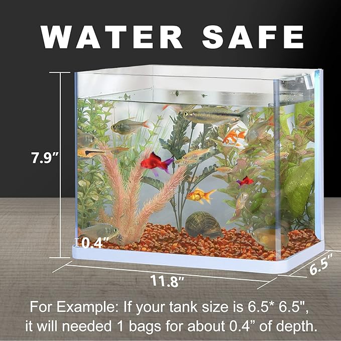 Keedolla Aquarium Sea Glass Pebble Stones, 6-9mm Fish Tank Gravel Marble Rock for Aquarium, Fish Turtle Tank, Vase Fillers, Garden - Amber(0.93LB/430g)