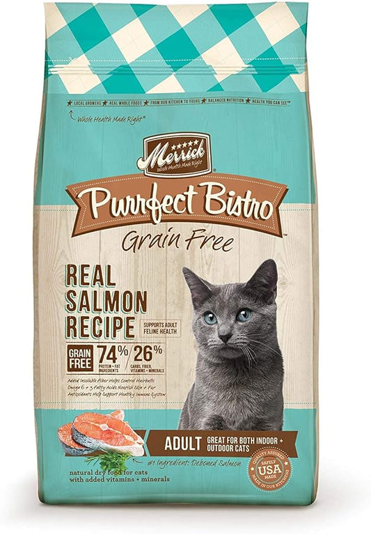 Merrick Purrfect Bistro Grain Free Natural Dry Cat Food For Adult Cats, Real Salmon And Sweet Potato Recipe - 12 lb. Bag