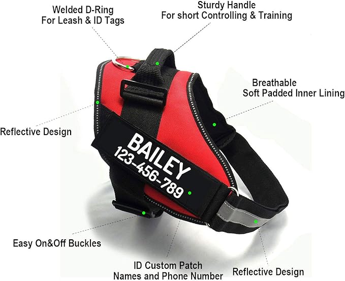 PawPawify Custom No Pull Dog Harness with Name and Phone Number, Heavy Duty Personalized Pet Vest to Prevent Tugging, Pulling, or Choking, Training and Walking (Purple, XL (60-85 LBS))