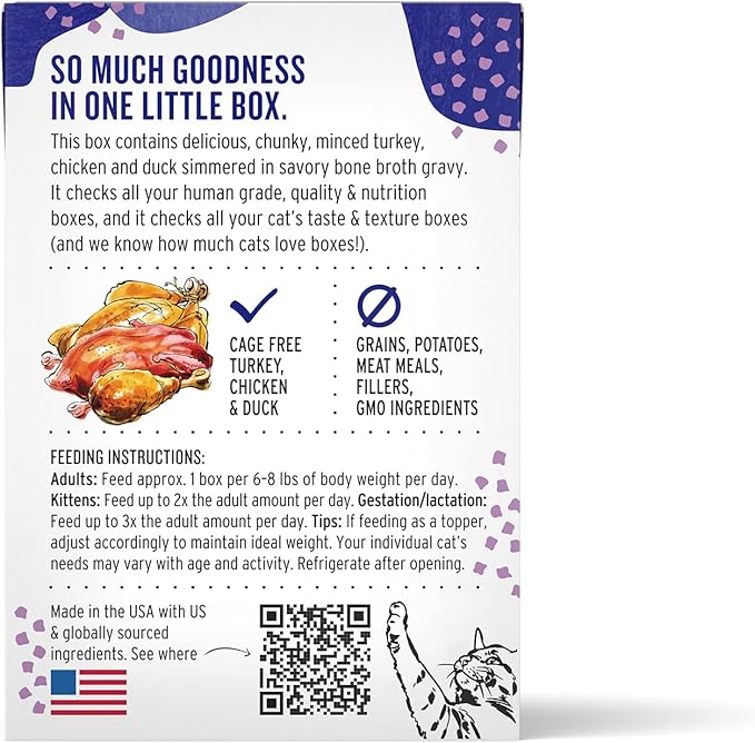 The Honest Kitchen Minced - Turkey, Chicken & Duck in Bone Broth Gravy Wet Cat Food, 5.5 oz (Pack of 12)