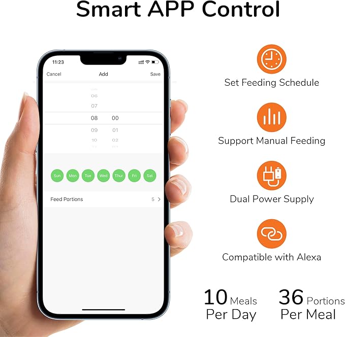 FUKUMARU Automatic Cat Feeder, 4L Dog Feeders with Double Bowls, Support DIY Meals and Timed Control WiFi Cat sFood Dispenser, Suit for Most Pet Food